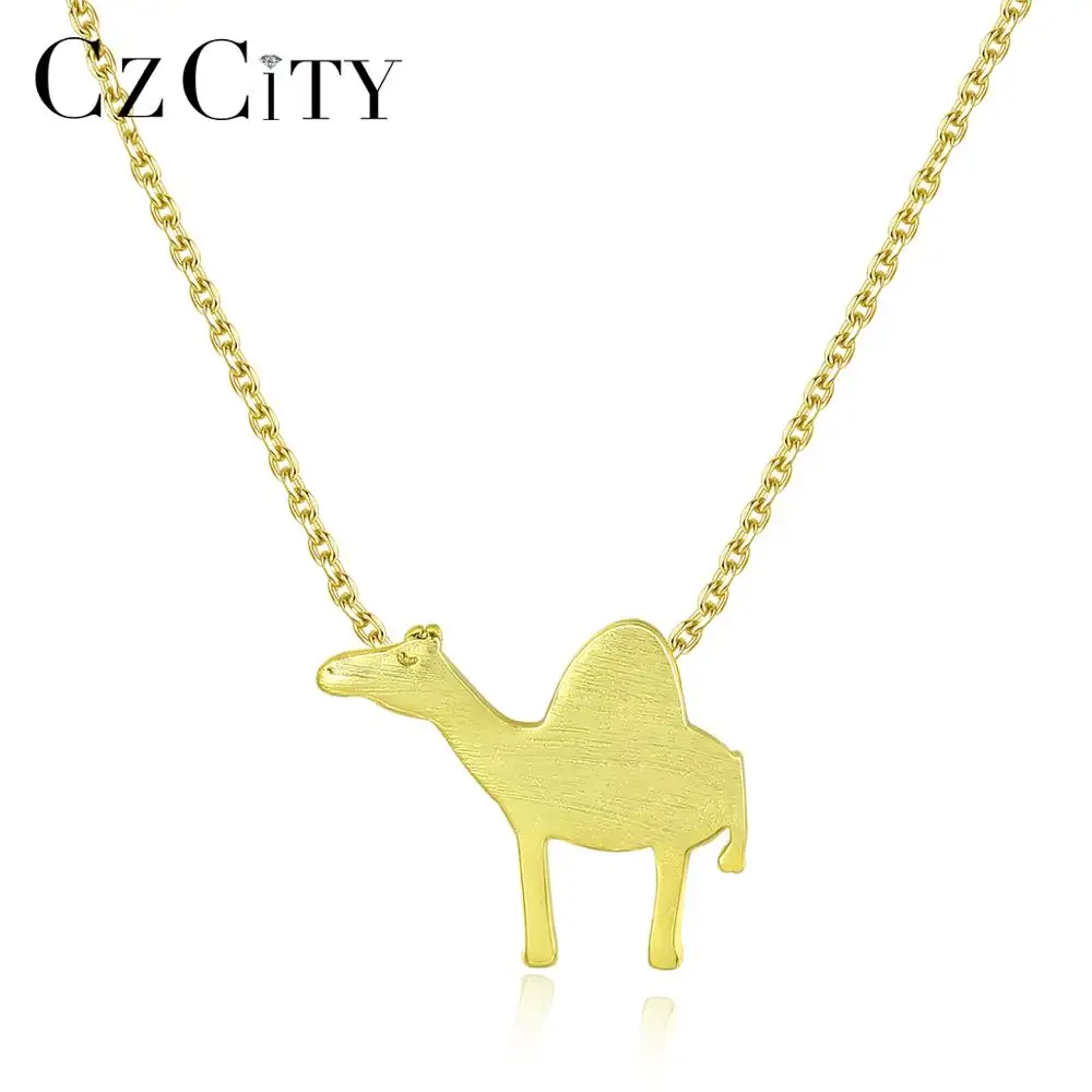 CZCITY S925 colgante de plata esterlina Simple camello collar cepillado collar Animal regalo de Navidad