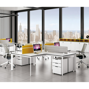 Mesa de computador de escritório moderna da fábrica, 4 pessoas com partição