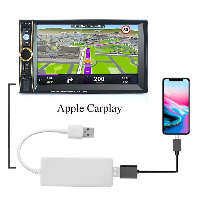 Manos Libres de música de enlace inteligente USB blanco CarPlay Android Dongle para ben z bm w aud que