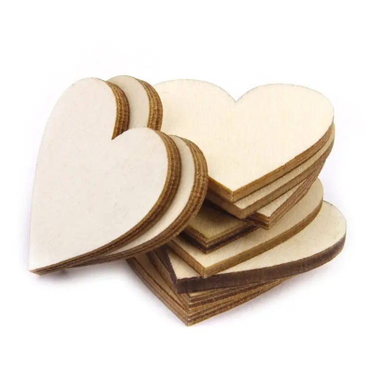 Fabricantes Venta de adornos hechos a medida en forma de corazón de grabado de madera