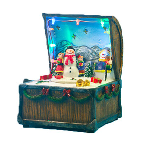 Wholesale <strong>LED</strong> Polyresin Decorative Village Box Christmas Music Box <strong>Wind</strong> <strong>up</strong> - Product Image 1