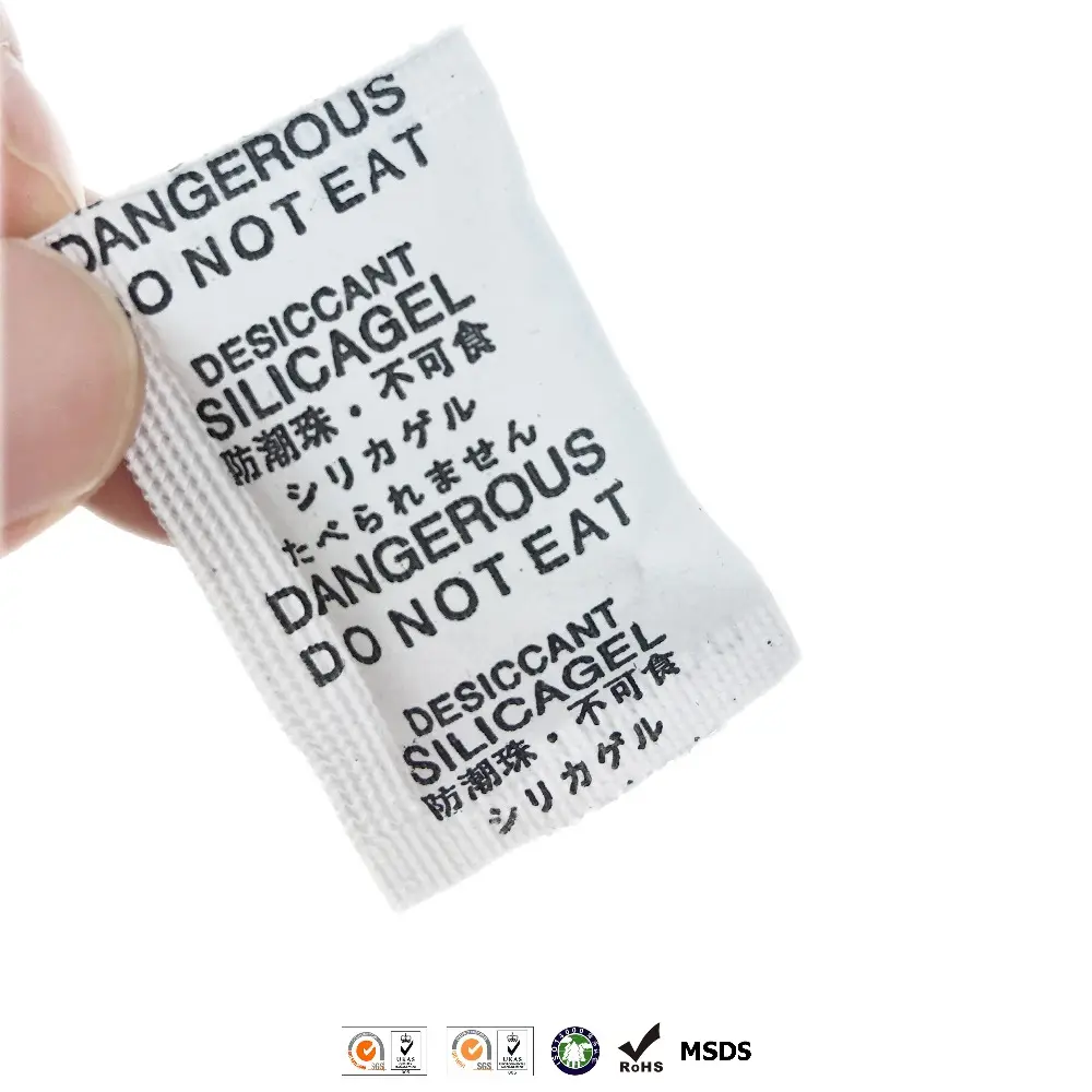silica gel desiccant hot sale 5g cotton paper bag English Japanese Chinese warning word factory moisture adsorbent low price