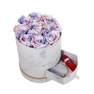 ถังกอดกุหลาบนิรันดร์ของขวัญตามสั่งสำหรับดอกกุหลาบในกล่องกลม - Product Image 2