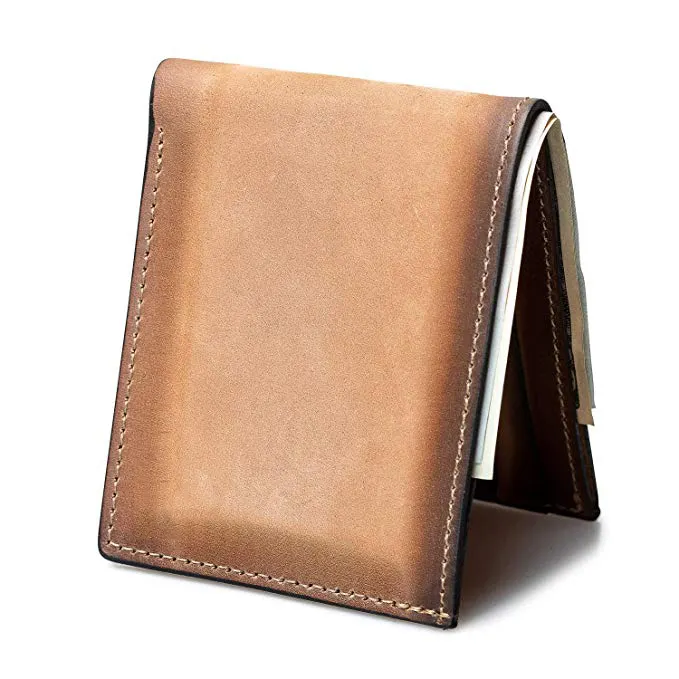 กระเป๋าสตางค์ Bifold | ผลิตในประเทศสหรัฐอเมริกา | ผู้ชายหนัง Bifold หนังวัวแท้ Baron หนังมังสวิรัติกระเป๋าสตางค์สำหรับผู้ชาย