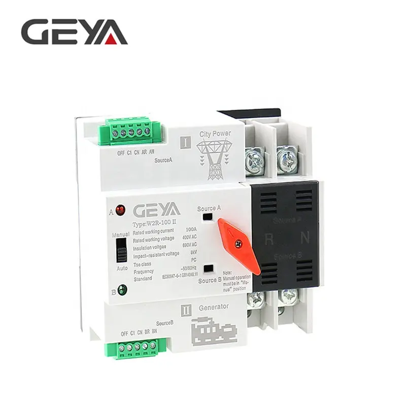 Gerador de geya, w2r mini ats 2p, interruptor de transferência automática, preço de montagem em trilho