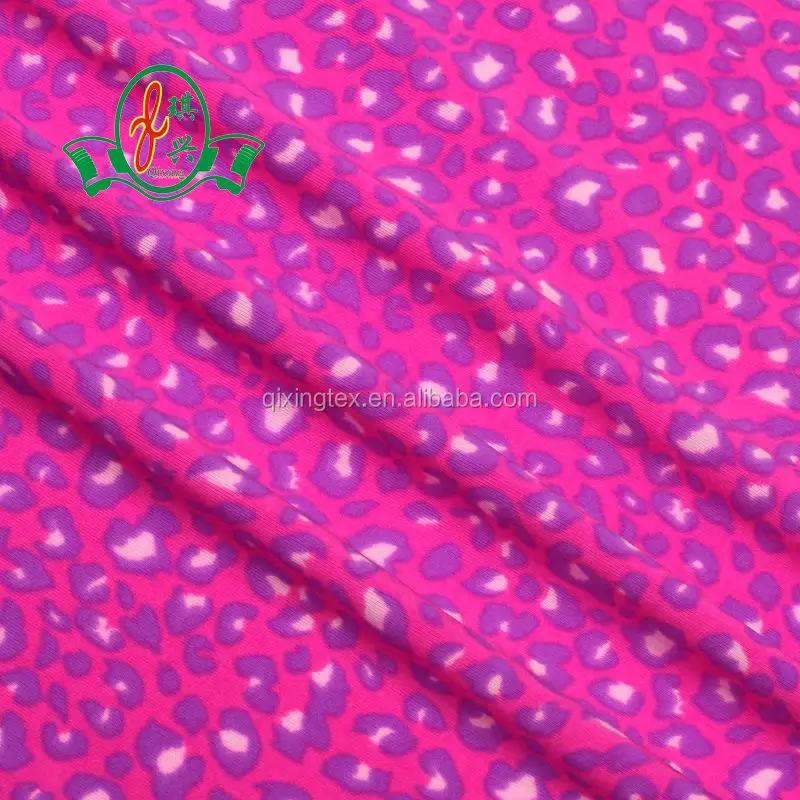 82 poliéster 18 spandex digital lycra rosa leopardo impresso tecido para roupa de banho