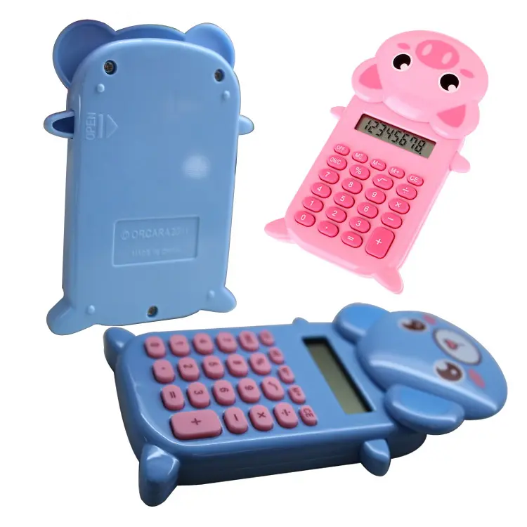 Calculadora linda con forma de animal, calculadora deslizante