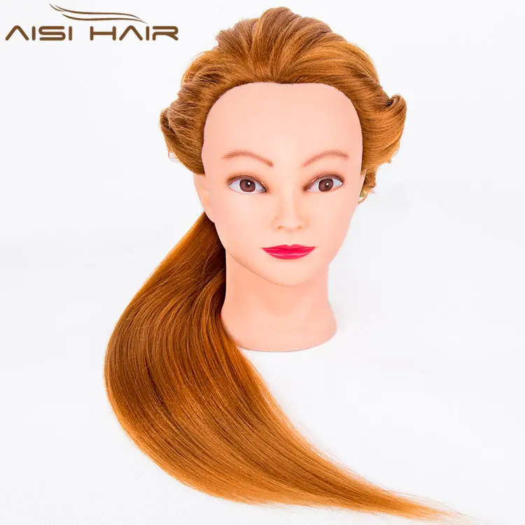 Cabeza de Maniquí de entrenamiento de cabello sintético personalizable de venta directa de fábrica Xuchang Aisi para Salón Escolar de peluquería