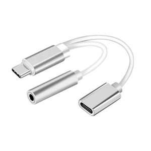 Type C 3.5mm Audio Adapter,USB C to 3.5mm Headphone Jack Adapter Nylon Braided <strong>2</strong> <strong>in</strong> <strong>1</strong> Type C Adapter Splitter - Product Image 1