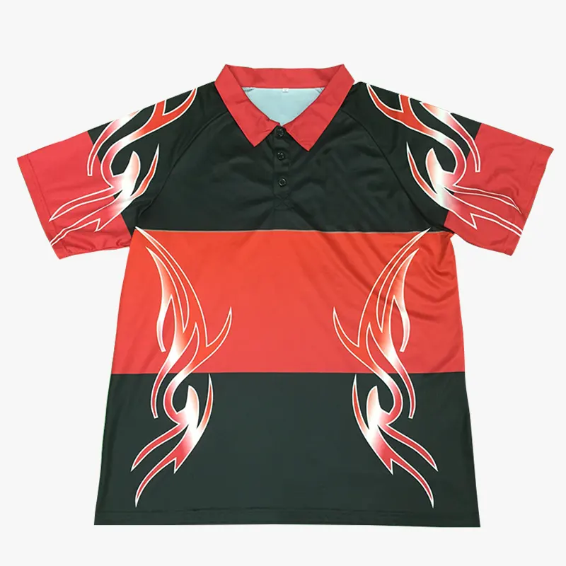 Polo personalizado para hombre, rojo y negro, Camiseta deportiva sublimada