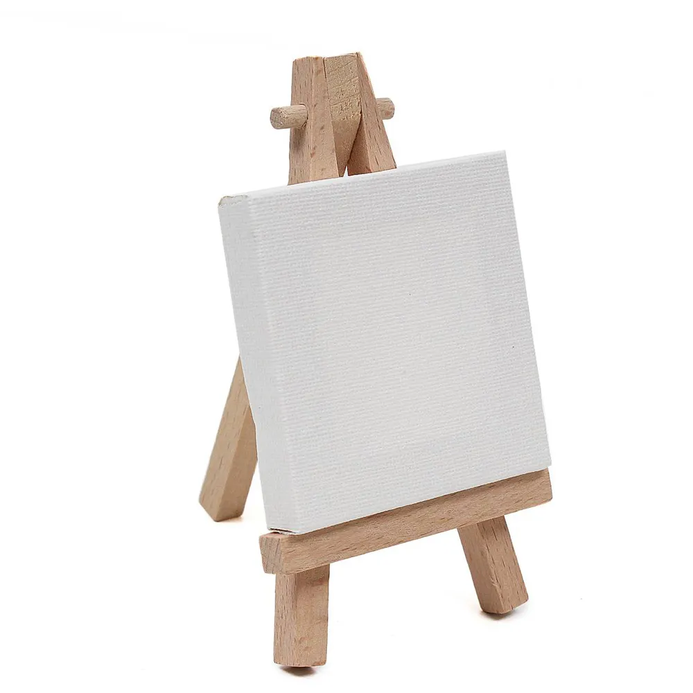 Minicaballete de madera con Marco en A, con lienzo de pintura estirado de 3,5x6 pulgadas