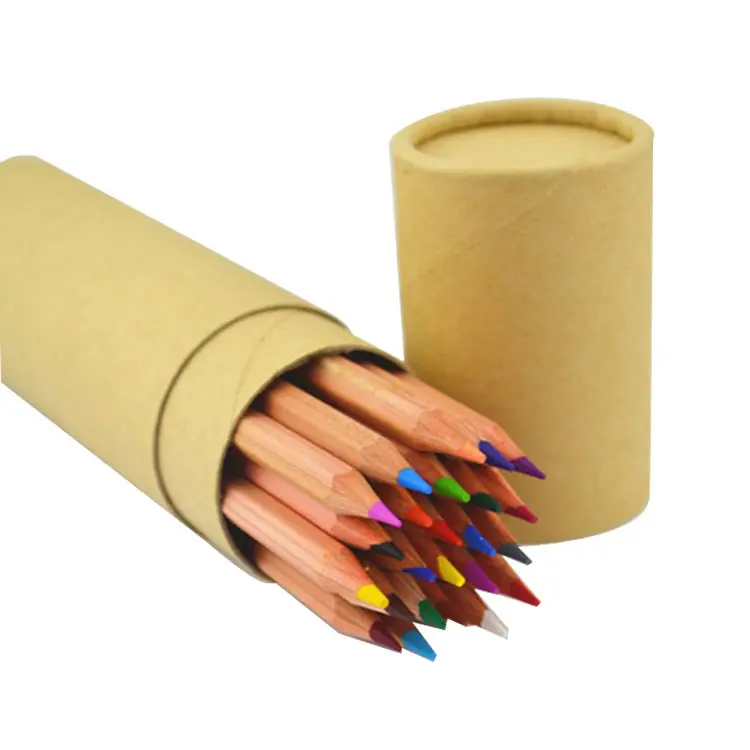 Juego de lápices de colores, 12 unidades, tubo de papel, 6 unidades