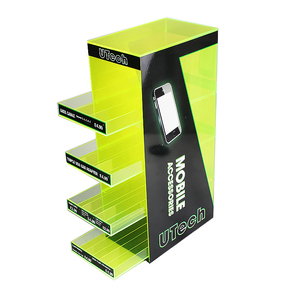 Fluoreszierende 4 Schiebe Trays Acryl Zähler Handy-zubehör <span class=keywords><strong>Display</strong></span>-ständer Telefon Ladegerät <span class=keywords><strong>Display</strong></span> <span class=keywords><strong>Box</strong></span> Blitz Kabel Kiosk
