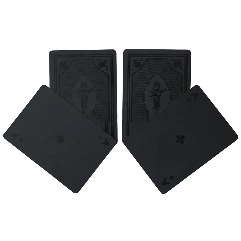 Impreso personalizado de plástico negro tarjeta de juego de diseño personalizado de plástico transparente Tarjeta de póquer
