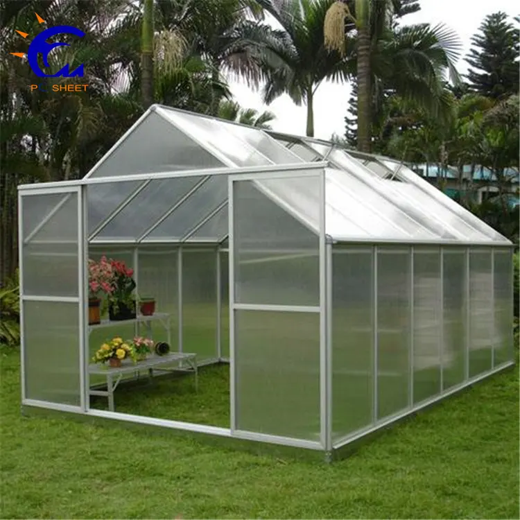 Invernadero pequeño de jardín de aluminio, coextruido uv pt, invernadero de policarbonato usado comercial, en venta