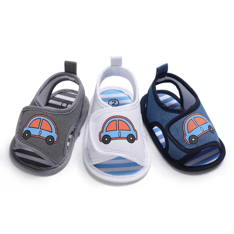 Lindo coche de impresión superior huecos Zapatos niño Sandalias para niño cómodo suave de algodón zapatos de bebé