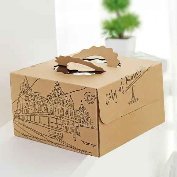 Коробка для торта с логотипом на заказ, крафт-бумага с ПВХ окном, упаковка для торта, подарки и ремесла, упаковка для еды и напитков, бумага с покрытием LSX