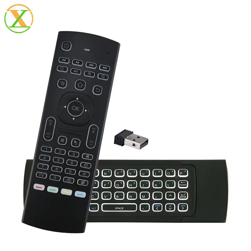 Nieuwste mini draadloze muis en backlit toetsenbord combo MX3 fly air mouse voor tv