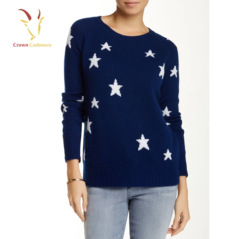 Intarsia Star Damenmode Lässige Weihnachts pullover Strickmuster