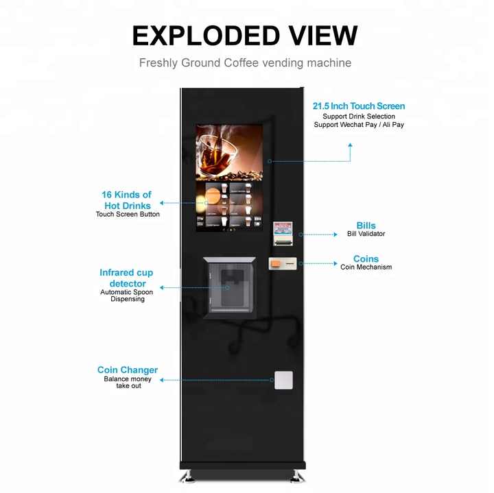Fully Automatic Vending Machine to Sale Coffee With Cash Payment
