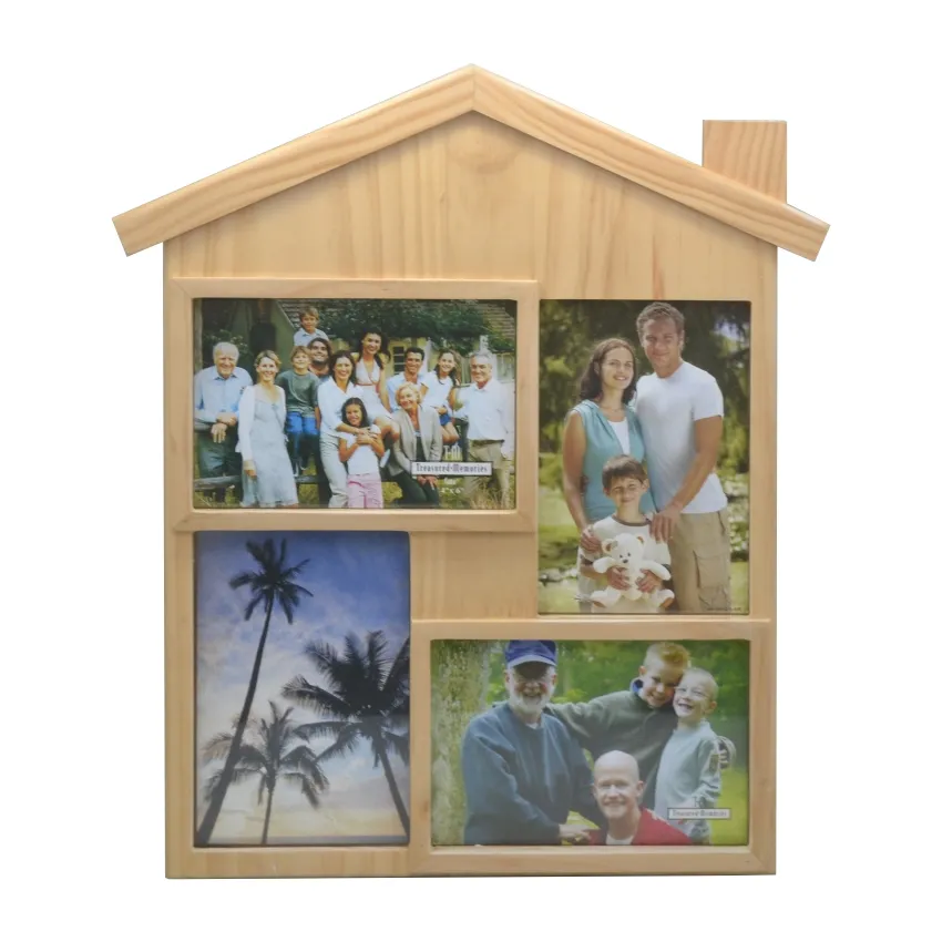 Projeto Popular Forma da Casa 4 windows Colagem De Madeira Photo Frame Por Atacado