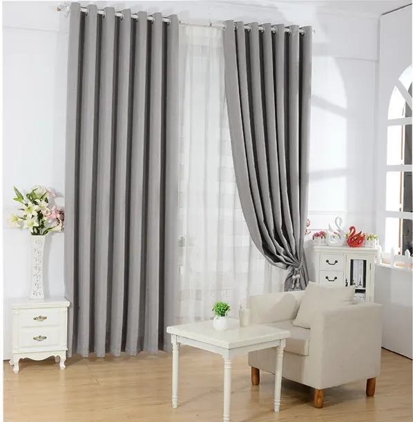 Más populares de Color puro de ventana de lino de algodón, cortinas opacas para dormitorio con tejido técnica