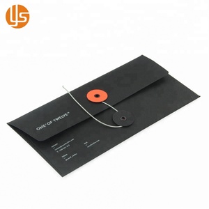Großhandel Luxus Nach Schwarz Karton Geschenk Karte Verpackung Papier Umschlag String Verschluss mit Taste - Product Image 5