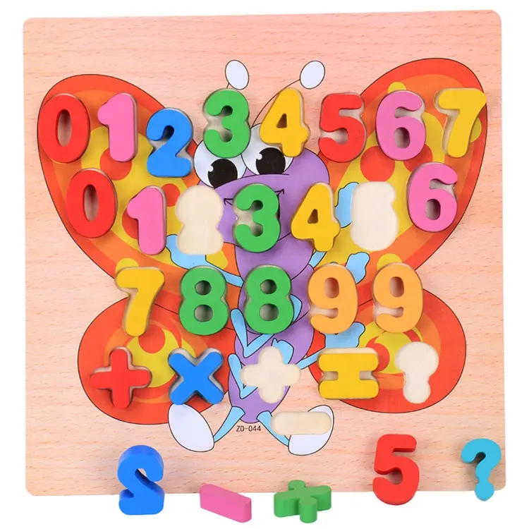 Personalizado juguetes de madera juguetes de Aprendizaje Temprano Jissaw 3d digital alfabeto abc 123 rompecabezas, letras del alfabeto de madera