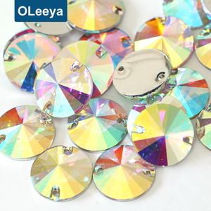 Wholesale Price Prime Round Rivoli 10ミリメートルFlat Back Plastic Stones Light Colorado Topaz AB Resin SewにCrystals GemsためDresses - Product Image 4
