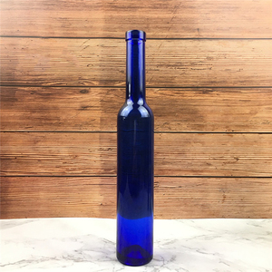 定制标签 375毫升酒瓶玻璃蓝色葡萄酒瓶与软木 - Product Image 1