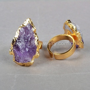 G0699天然粗糙黑曜石石戒指，黑色箭头戒指，黄金首饰 - Product Image 5