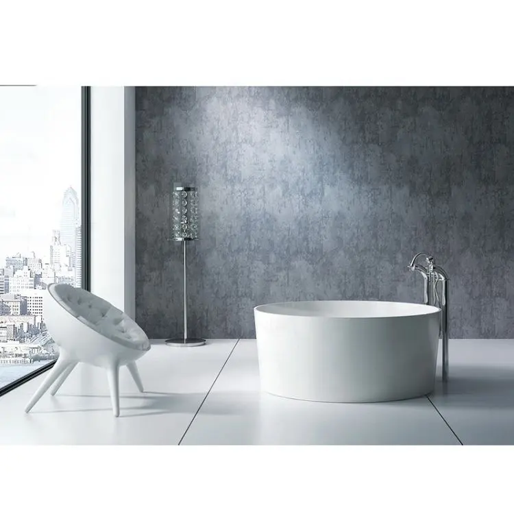 Bañera independiente de superficie sólida acrílica de alta densidad, tamaño personalizado y forma personalizada, bañera de Ducha