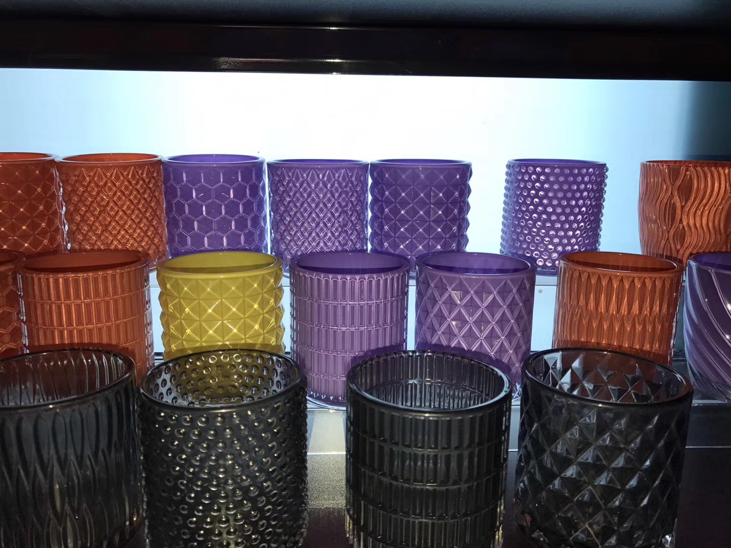 Home Decor new design embossed glass candle jar glass candle holder