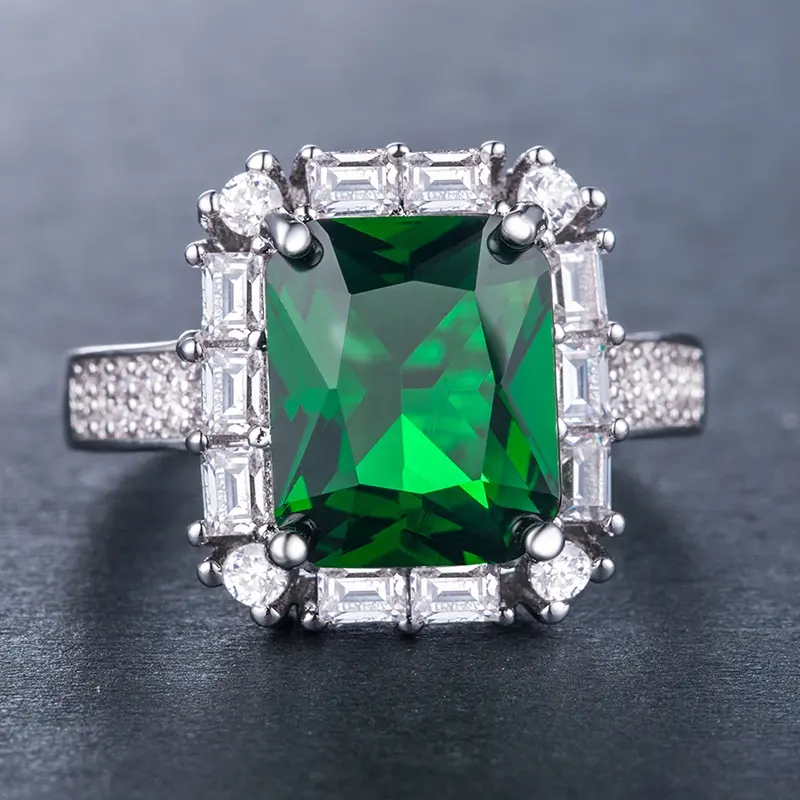 Caoshi Dainty 925 placcato argento verde colore Cz diamante anelli da donna anello in pietra verde