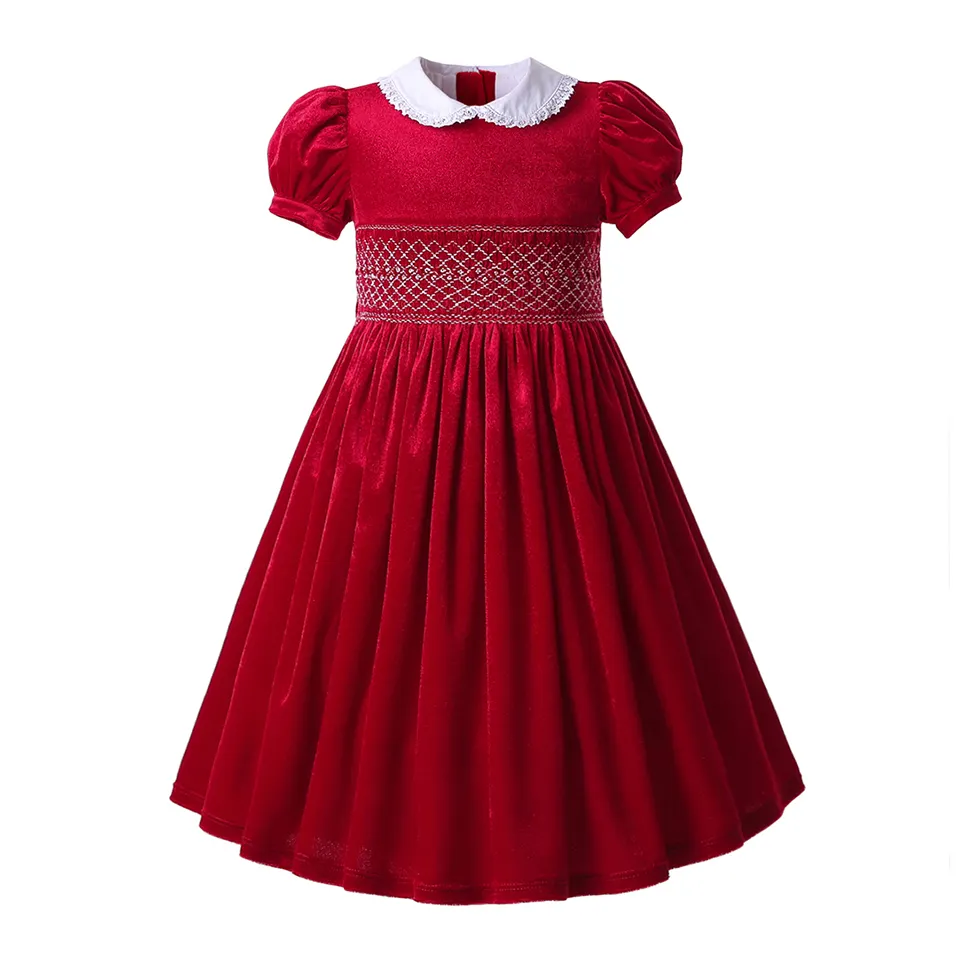 OEM Pettigirl Herbst Smocked Kleider Hand Smok Geburtstag Kleid Für kinder Kittel