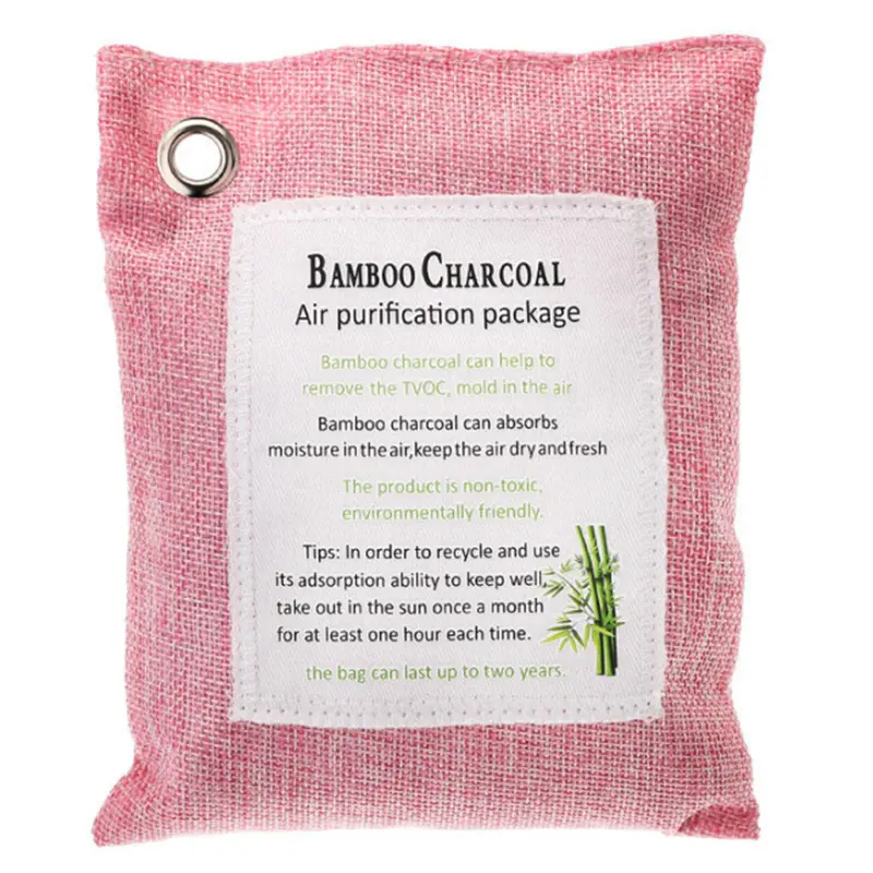 200g de aire purificar bolsa fresca carbón de bambú purificador de molde olor kit refrigerador olor remover desodorante bolsas de 8 colores