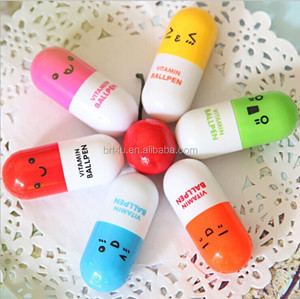 卡通笑脸图案儿童药丸形可伸缩圆珠笔 - Product Image 4