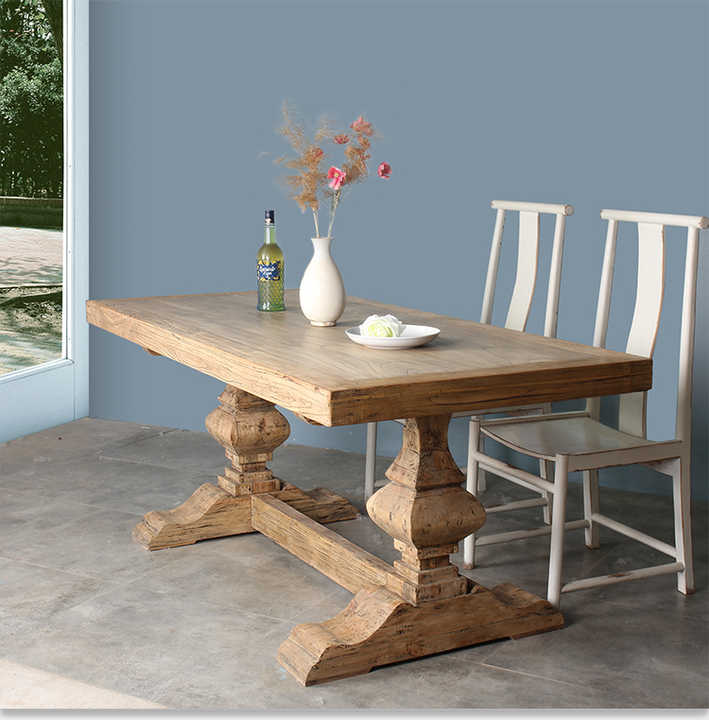2021 Wholesale China Reclaimed Rustic Wood Natural Dining Table Outdoor Dining Table