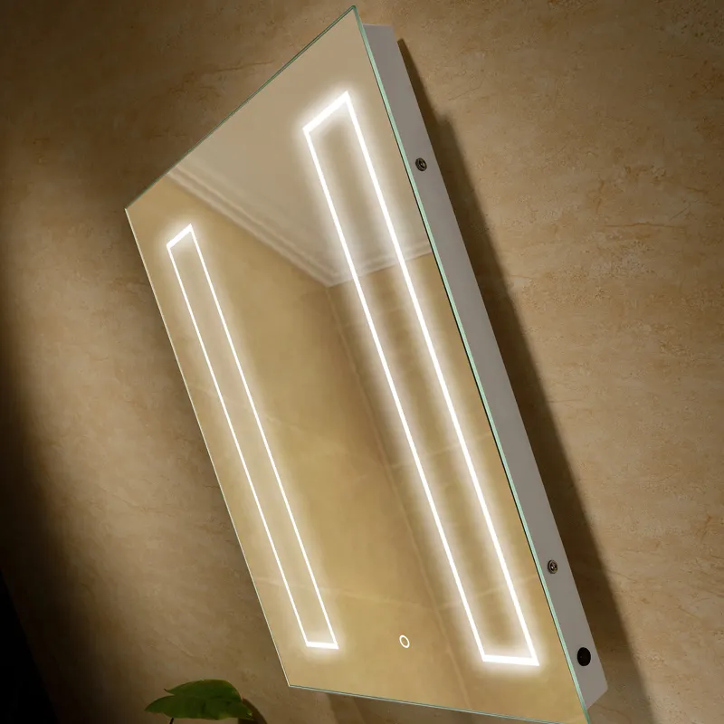 Mirror With Lightning For Hotel Wooden Shelf