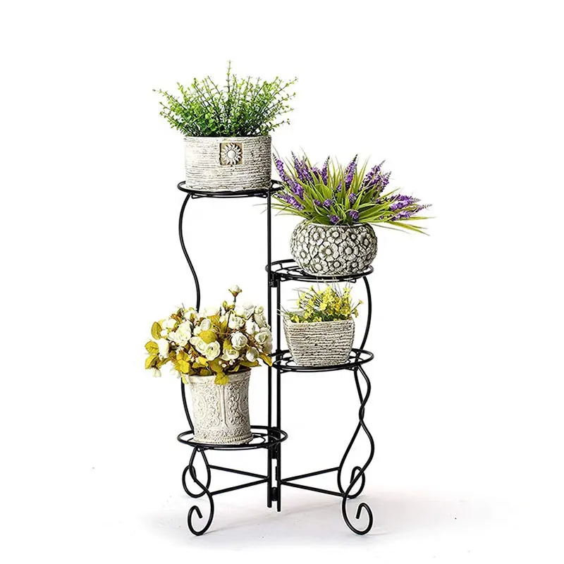 3-Tier Flower Pot Holder Wire Iron Metal Plant Stand