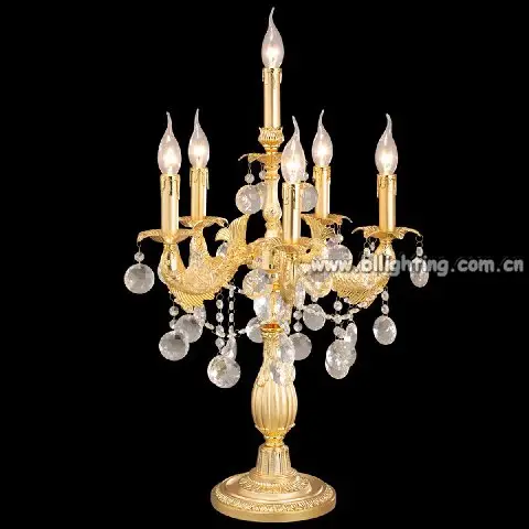 Lámpara de mesa de cristal Zhongshan para centros de mesa de boda, decoración dorada, lámpara de escritorio de lujo para interiores, luces para sala de estar y dormitorio