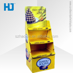 <span class=keywords><strong>POS</strong></span>纸板ferrero rocher巧克力糖果展示架，用于超市促销，纸托盘货架展示架