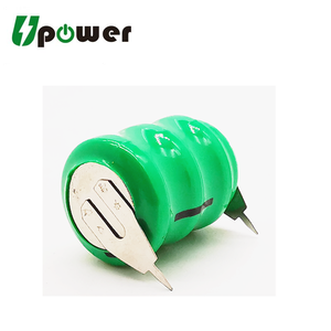 <span class=keywords><strong>3.6</strong></span> 伏 160 mAh 镍氢按钮电池组 120 H 可充电纽扣电池，带焊料标签