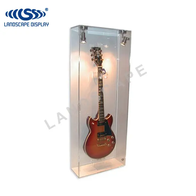 Acrilico su misura chitarra di caso di esposizione con luci/plexiglass chitarra display vetrina