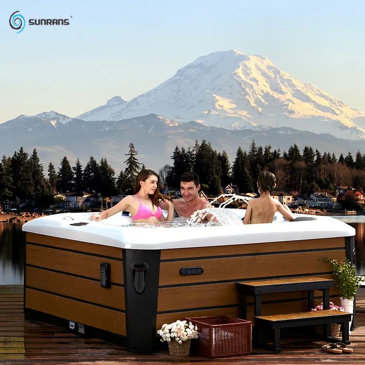 Sunrans 5 people balboa system Acrylic outdoor massage hot tub spa with 61 pcs water massage jets