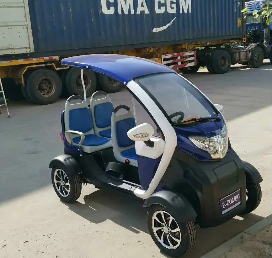 Mini voiture de golf électrique à quatre roues à trois places, pour touristes