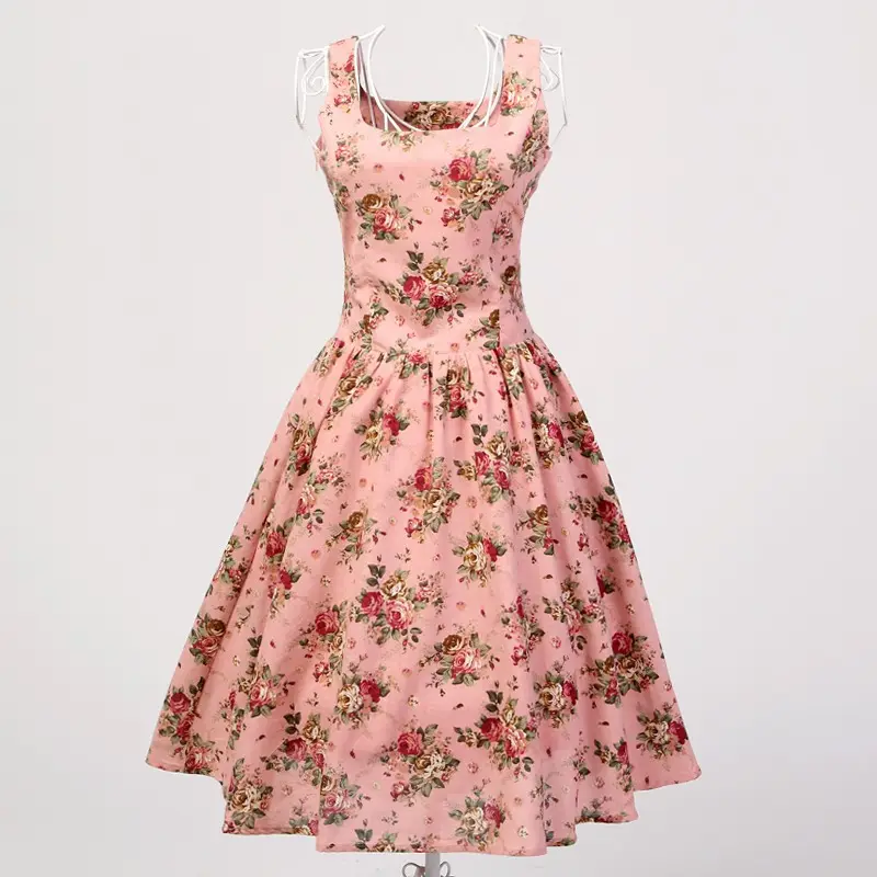 Vestido de lino y algodón con estampado floral, traje de té de diseño británico, pequeño y personalizado, 2021