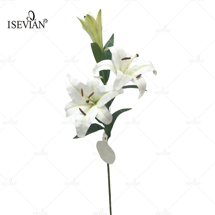 ISEVIAN人工結婚式装飾花リアルタッチシングルステムホワイトリリーフラワー