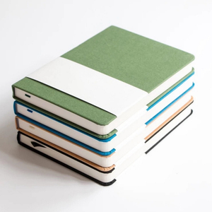 Premium Plain Office School Green Grey Blue 12X17 CM <strong>Round</strong> <strong>Corner</strong> Linen Fabric Hard Cover <strong>Notebook</strong> - Product Image 5