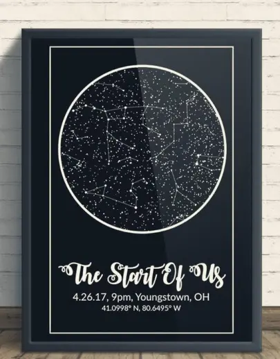 Stella personalizzata Mappa, Night Sky Stampa, Stella Mappa Poster